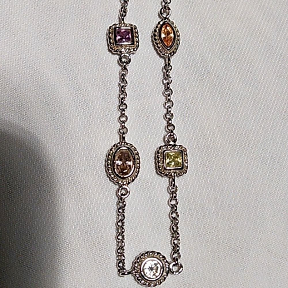 Sterling silver station necklace.